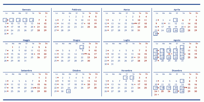 Calendario Borsa 2012